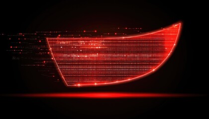 Poster - Abstract digital art featuring a glowing red shape with pixelated effects against a dark background. The image shows dynamic streaks and a sense of movement.