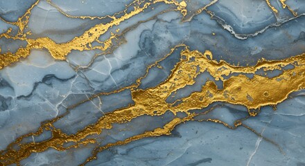 Poster - Luxurious blue marble texture infused with golden accents, creating an opulent and sophisticated design for refined aesthetics and high-end visual impact