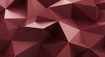 Poster - Burgundy Abstract Geometrical Facets Background, Sophisticated Triangular Pattern for Modern Designs, Low Poly Maroon Texture for Digital Art