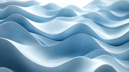 Poster - Soft Curved Waves of Light Blue Fabric Texture Background