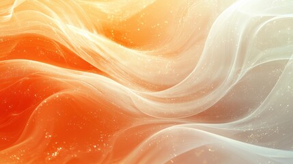 Poster - Abstract Orange and White Flowing Waves with Sparkles and Light