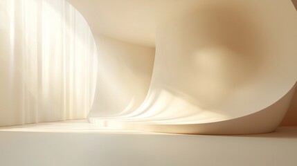 Poster - Abstract Soft Curved Interior Design with Natural Light and Shadows