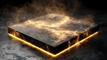 Poster - Abstract glowing surface with crackling energy and smoke effects