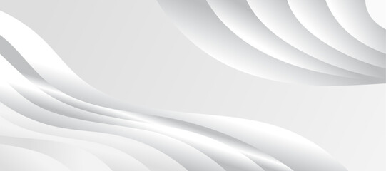 Poster - Abstract white and gray color, modern design stripes background with curve lines. Vector illustration.
