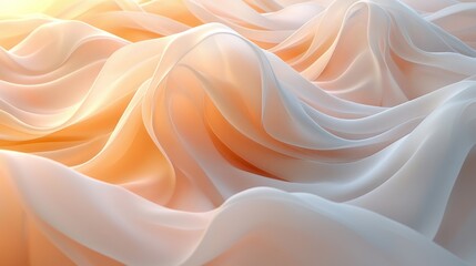 Poster - Soft Flowing Fabric Texture with Light Orange and White Hues