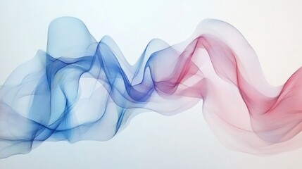 Poster - Abstract Wavy Lines in Soft Blue and Red Colors on White Background