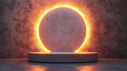 Poster - Abstract Background with Glowing Circle and Textured Wall Design