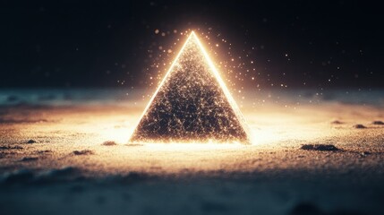 Aufkleber - A glowing ethereal pyramid rests upon a textured sandy surface