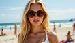 © Angelo - Beach day action young woman enjoying sunlight sandy shore lifestyle photography bright environment close-up view