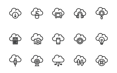 Poster - Connected cloud icons for different purposes