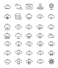 Poster - Cloud technology line icons diverse services