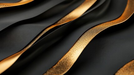 Fototapete - Shiny black and gold gradient surface template with soft metallic highlights