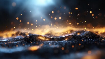 Fototapete - Shiny particles drifting through cosmic space, dreamy and abstract digital fractal scene