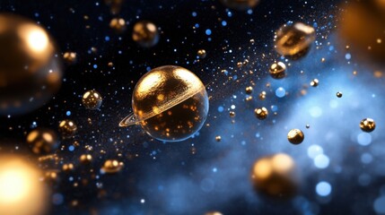 Fototapete - Sparkling abstract particles in deep space, floating through cosmic dimensions