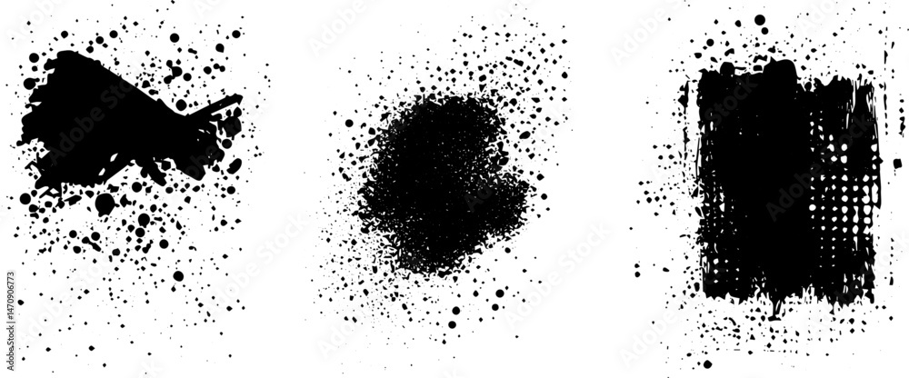 Ink Splatter Grunge Texture Set, Distressed Spray, Halftone, and Brush ...