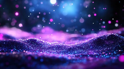 Fototapete - Surreal fractal dust and shiny light particles swirling in an alien space setting