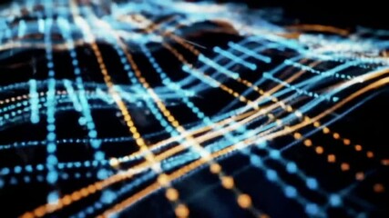 Poster - Abstract Video of Glowing Blue and Orange Lines in Motion on Black Background