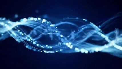 Aufkleber - Abstract Blue Light Waves in Motion