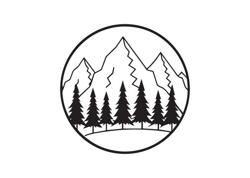 Forest and Mountain Silhouette Vector