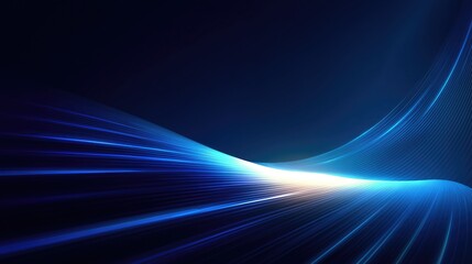 Leinwandbilder - Abstract blue light curves on a dark blue background, creating a dynamic and futuristic visual. Ideal for digital, tech, and modern - themed backgrounds, wallpapers, or posters.