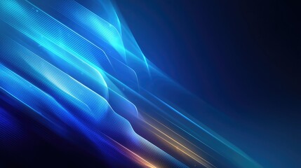 Leinwandbilder - Abstract blue light stripes with dynamic curves on a dark background, creating a futuristic and technological visual. Ideal for digital, tech, and modern - themed backgrounds, wallpapers, or posters.