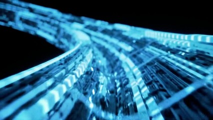 Poster - Abstract Blue Data Stream: Futuristic Digital Flow