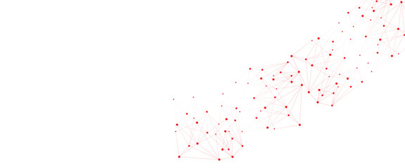 Poster - Vector white background with red lines and dots.