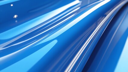 Aufkleber - Abstract Blue Wavy Background with Smooth Lines and Glossy Surface