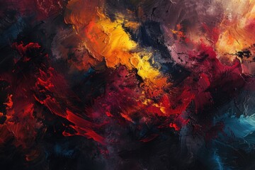Poster - Vibrant fluid abstract painting with red, yellow, green, and blue hues. Modern digital art. Background image of watercolor fluid and liquid pattern with colorful watercolor stroke. Digital. AIG51.