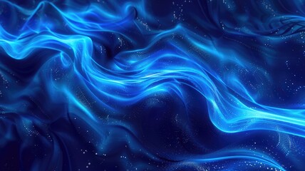 Poster - Wonderful picture of blue light wave, sparkling particles scattered across space background, create abstract bokeh effect perfect for designs that aim to evoke a sense of energetic and fantasy. AIG53.