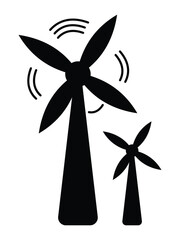 Fototapete - Wind turbine power icon set. Flat style silhouette design of vector illustration wind turbine logo symbol. Simple turbine airflow rotating sign symbol icon isolated on white background. Vector image.