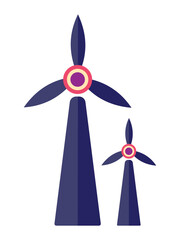 Fototapete - Wind turbine offshore vector, icon set. Stylist wind turbine electric power silhouette symbol website graphic design. Modern windmill vector illustration on white background.