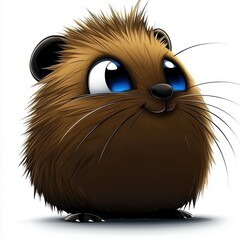 Aufkleber - Cute rodent looking up on white background, cheerful illustration