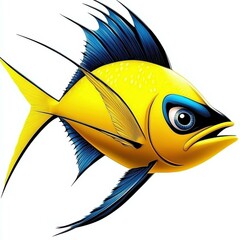 Poster - Aggressive cartoon fish swimming in vibrant illustration