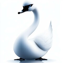 Aufkleber - Elegant swan standing on white background in studio setting