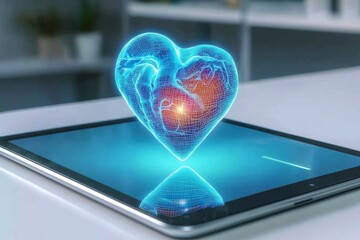 The futuristic design emphasizes telehealth solutions with striking visuals.