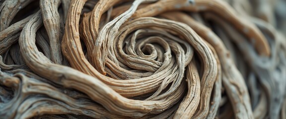 Poster - Intricate spiral of intertwined wood pieces in nature