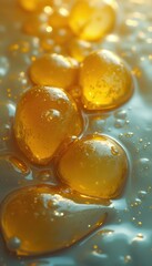 Poster - Golden honey globules in warm close-up view during daytime