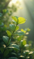 Aufkleber - Backlit green leaves in serene outdoor garden
