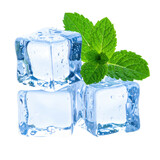 ice cubes and mint leaves isolated on white background png