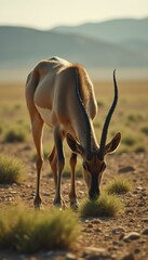 Aufkleber - Antelope grazing peacefully in desert landscape during daytime