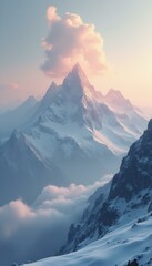 Aufkleber - majestic snow-covered mountains at sunrise