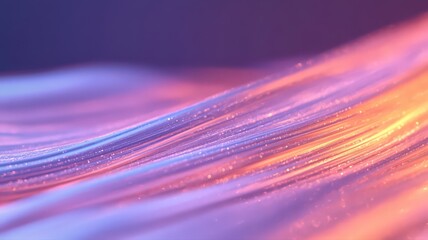 Fototapete - Wavy Abstract Lines of Light in Blue Purple and Orange Hues a Modern Background with Glowing Effects and Soft Focus