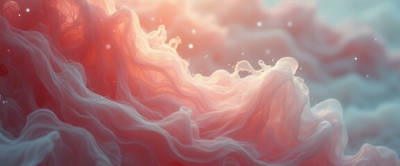 Leinwandbilder - Flowing pink and white fabric creating dreamy abstract scene