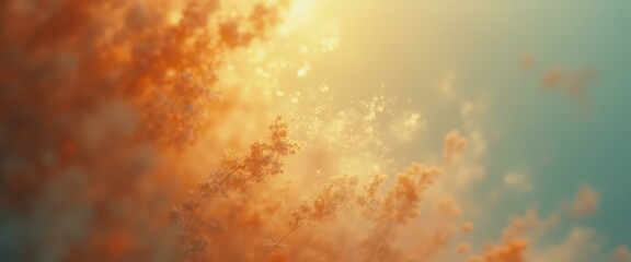 Aufkleber - Backlit plants with seeds dispersing in serene field