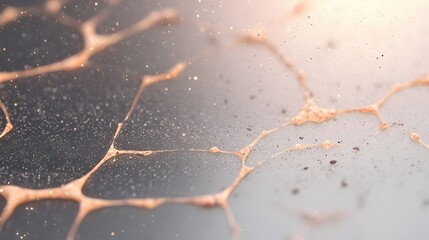 Poster - Abstract Gold and Beige Network Texture with Glittering Particles