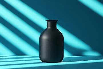 Poster - Black vase against bright turquoise backdrop