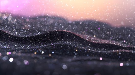 Poster - Abstract Liquid Trails with Glitter and Sparkle on Black Background