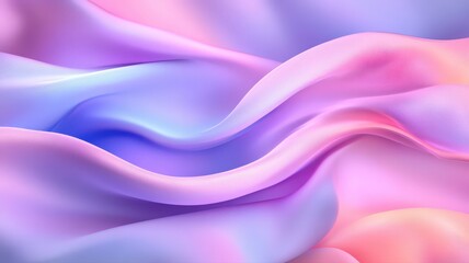 Fototapete - Abstract Pastel Fabric Waves: Pink, Purple, and Blue Flowing Texture