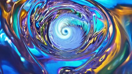 Poster - Abstract Fluid Spiral Tunnel with Vivid Colors & Swirling Motion in 4K.